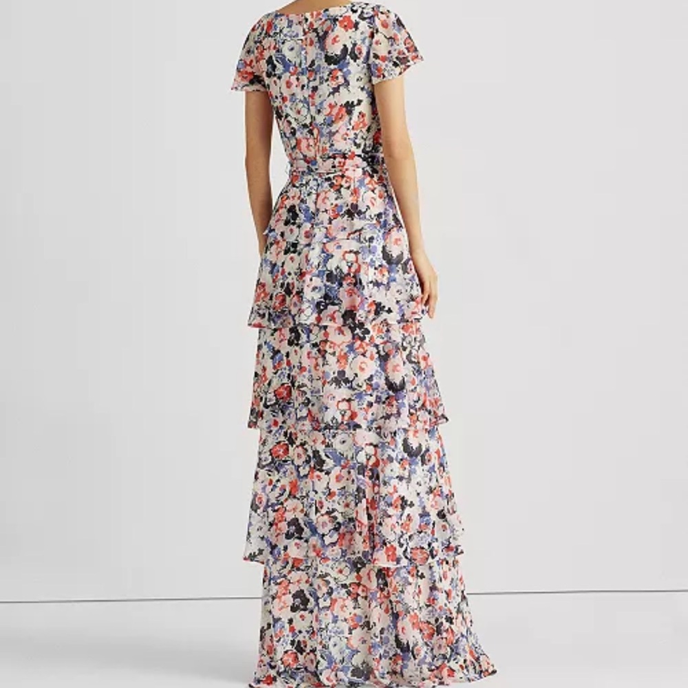 🌷SPRING SALE🌷 Ralph Lauren Floral A Line Flutter Sleeve Dress - Picture 3 of 9